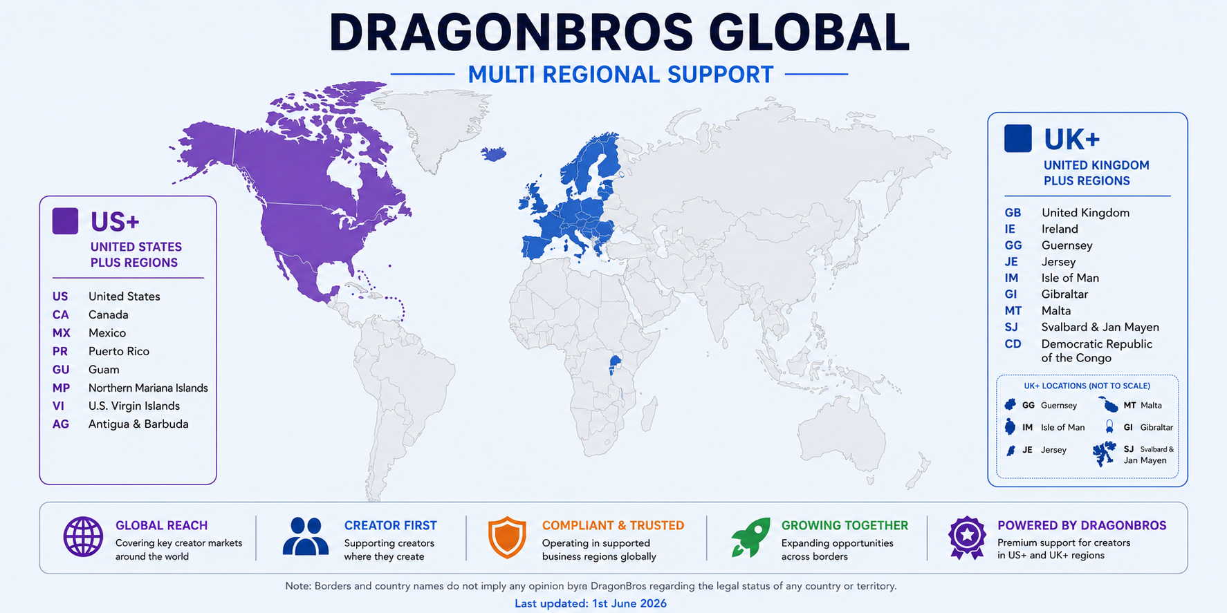 DragonBros global recruitment regions map
